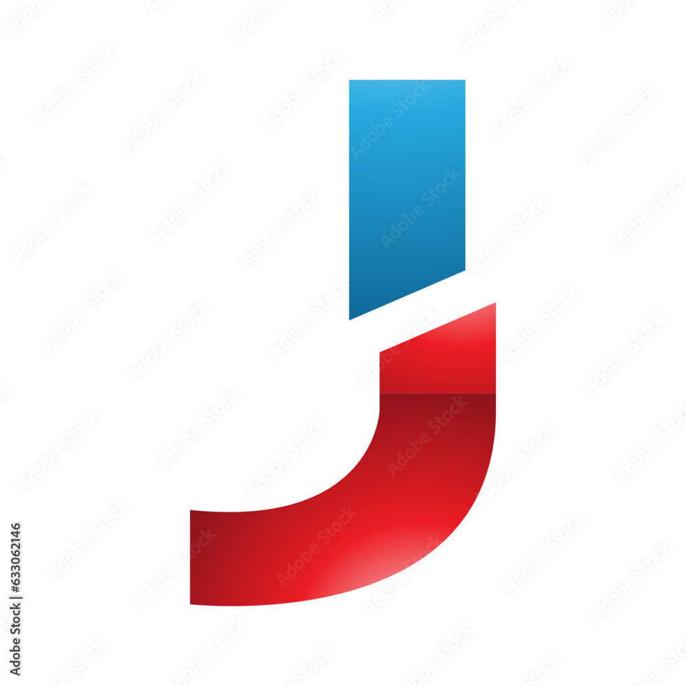 Red and Blue Glossy Split Shaped Letter J Icon Red and Blue Glossy Split Shaped Letter J Icon