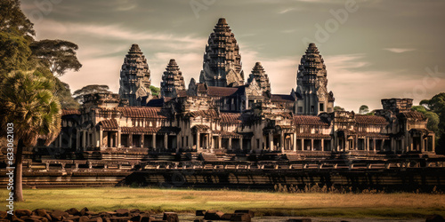Angkor Wat aerial view - Generative AI