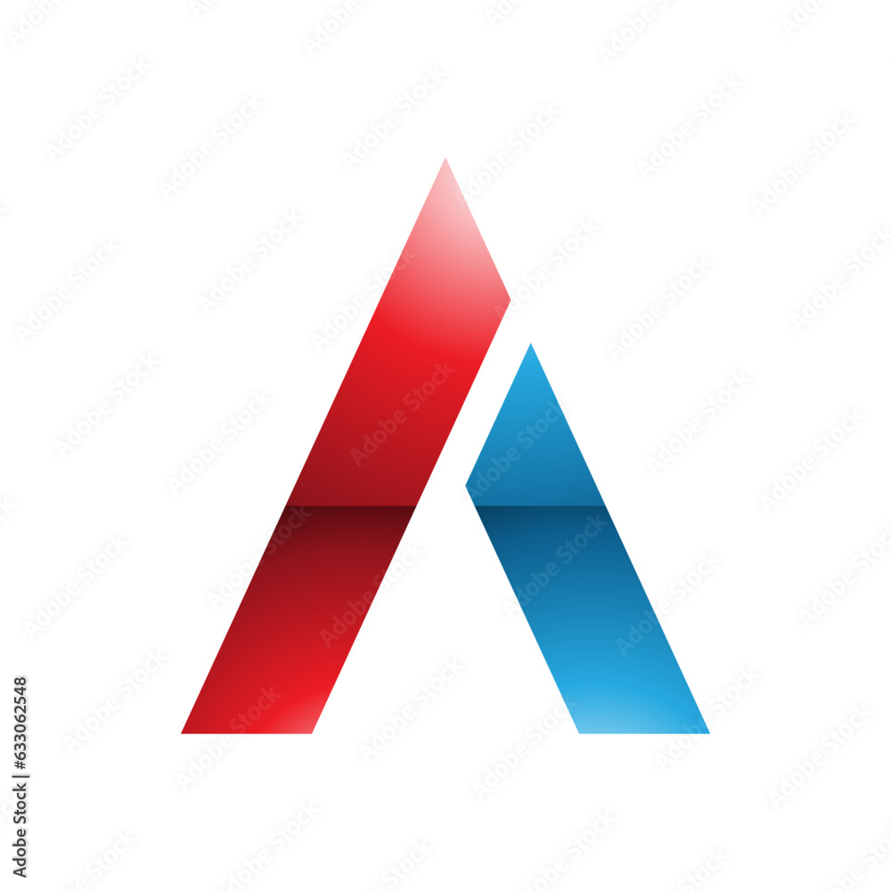 Red and Blue Glossy Trapezium Shaped Letter A Icon Red and Blue Glossy Trapezium Shaped Letter A Icon