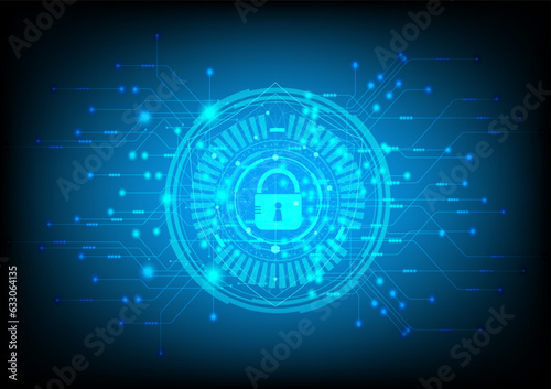 Premium security cyber digital concept on blue background. Abstract technology background protects system innovation for business. Vector illustration. Online Security 