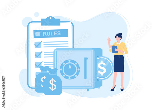 Schedule of cash withdrawals at the bank concept flat illustration