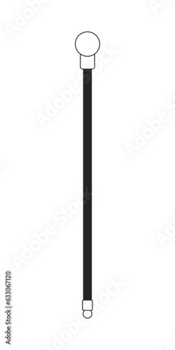 Cane for walking flat monochrome isolated vector object. Editable black and white line art drawing. Simple outline spot illustration for web graphic design