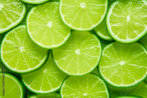 Slices of fresh lime as a background,top view.