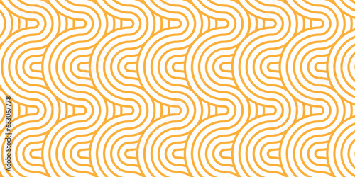 Abstract Pattern with wave lines orange white scripts background. seamless scripts geomatics overloping create retro line backdrop pattern background. Overlapping Pattern with Transform Effect.