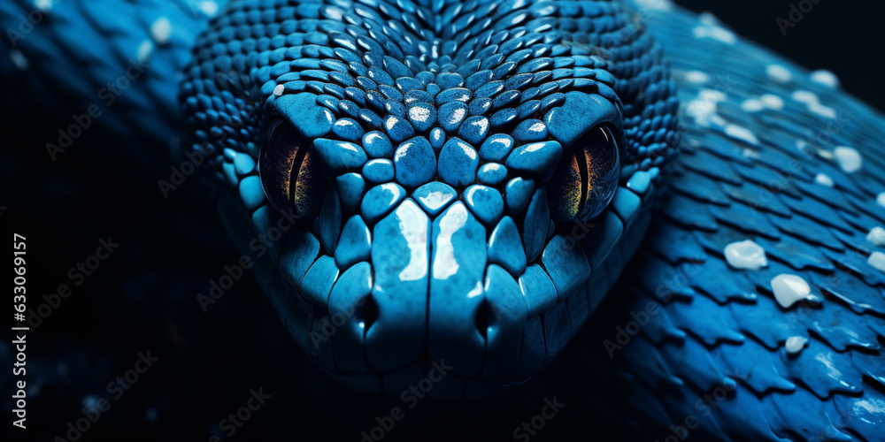 snake in the night created by AI - obrazy, fototapety, plakaty 