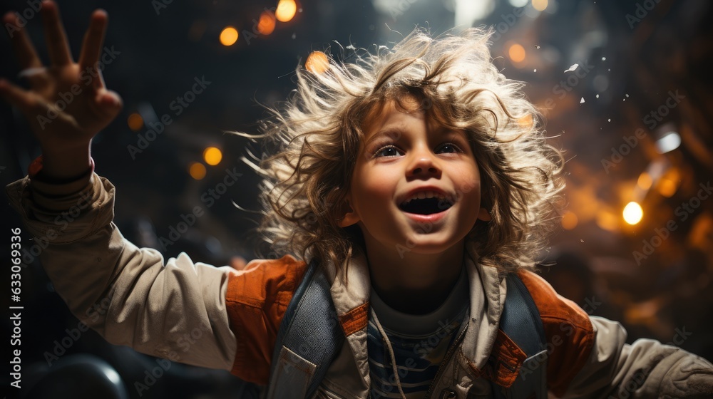 Child pays dazed while dancing. Generative AI Child pays dazed while dancing. Generative AI