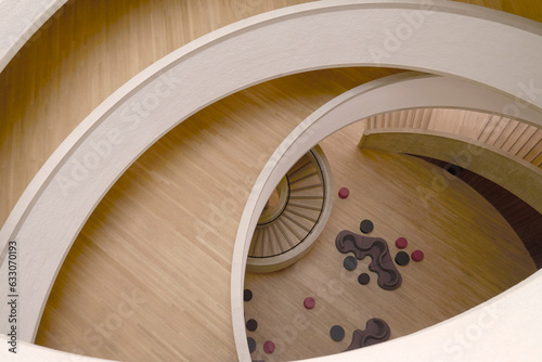 High angle view of sofas in atrium at Blavatnik School of Government photo