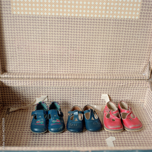 Child's shoes in suitcase photo