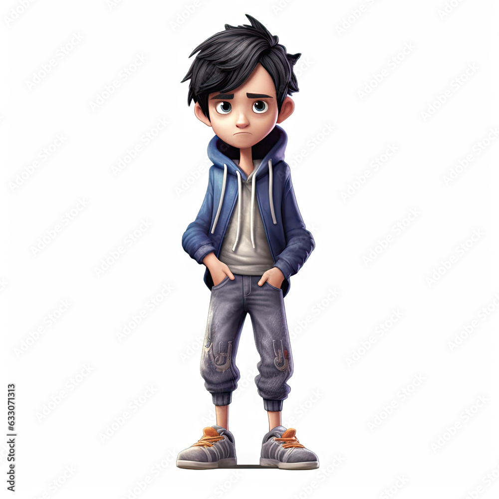 3D Render of a Little Boy wearing a blue jacket