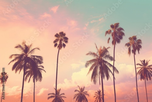 palm trees at sunset  © rushay