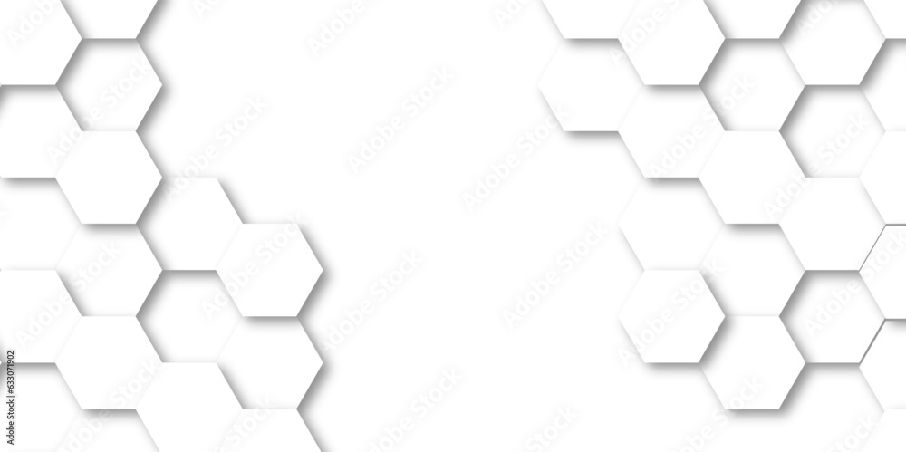 Abstract modern Background with white lines 3d Hexagonal structure futuristic white background and Embossed Hexagon , honeycomb white Background ,light and shadow ,Vector. Abstract modern Background with white lines 3d Hexagonal structure futuristic white background and Embossed Hexagon , honeycomb white Background ,light and shadow ,Vector.