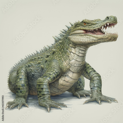 Crocodile isolated on white background.