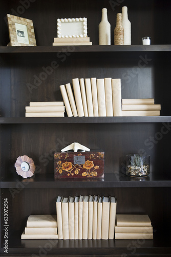 Books and decor on shelf