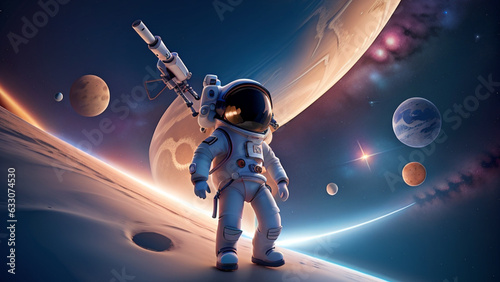Astronaut and AI-Driven 3D Unite on Captivating Backdrop © JooVitor