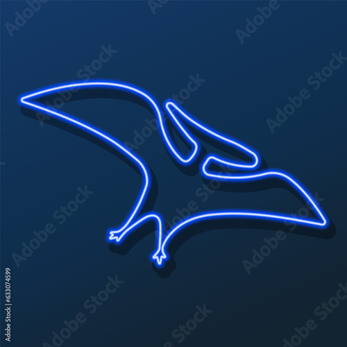 pterodactyl neon sign, modern glowing banner design, colorful modern design trend on black background. Vector illustration.
