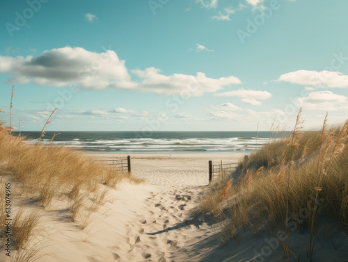 a bright beach in the summertime