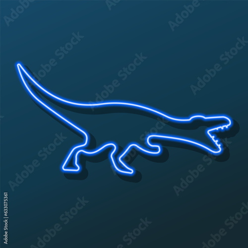 dinosaur neon sign  modern glowing banner design  colorful modern design trend on black background. Vector illustration.