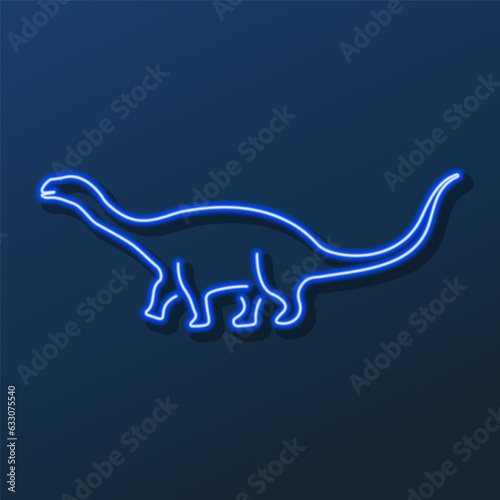 dinosaur neon sign, modern glowing banner design, colorful modern design trend on black background. Vector illustration.