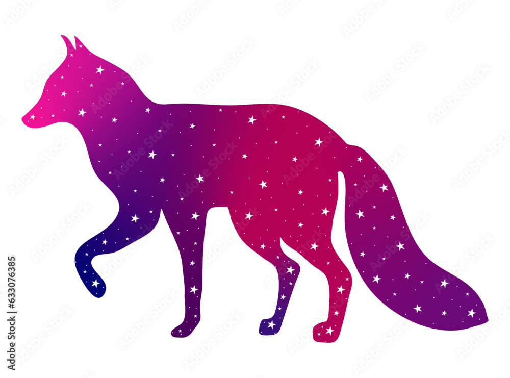 fox silhouette on white background, vector illustration