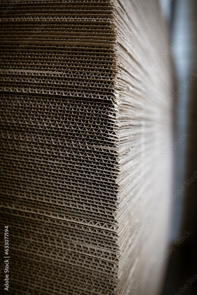A cardboard sheets in stack. Perforated sheets of corrugated cardboard