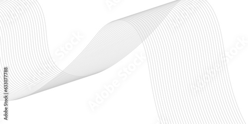 Abstract grey wave lines on transparent background. Technology, data science, geometric border pattern. Isolated on white background. Vector illustration.