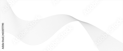 Abstract grey wave lines on transparent background. Technology, data science, geometric border pattern. Isolated on white background. Vector illustration.