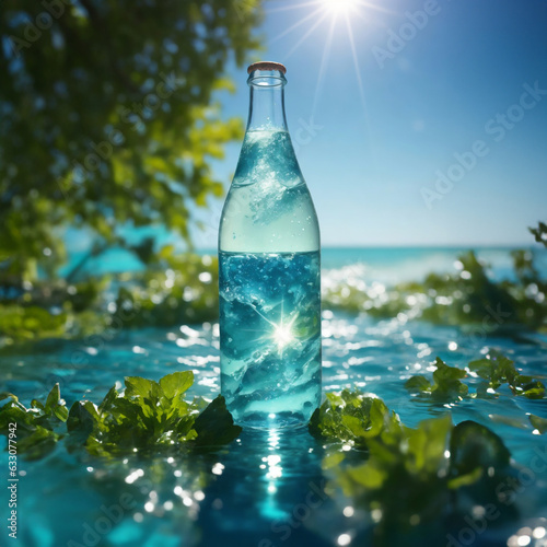 water in a bottle by the sea or river protect the water