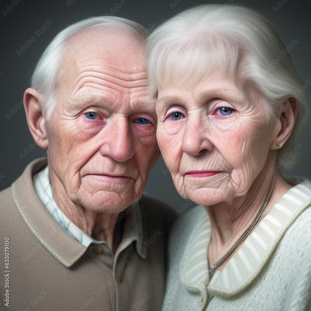 Close up portrait of an attractive elderly man and women. Generative AI Close up portrait of an attractive elderly man and women. Generative AI