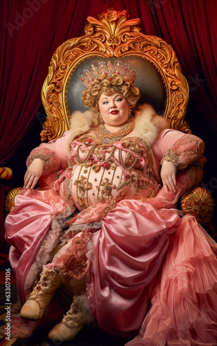 A curvy queen sits on the throne