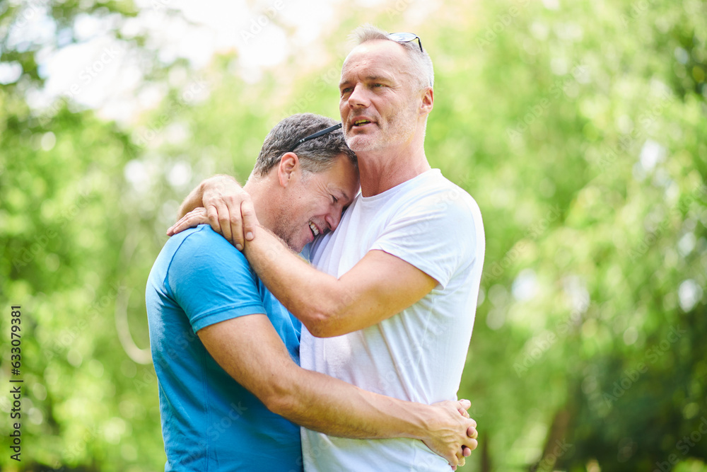 Gay couple hugging Gay couple hugging