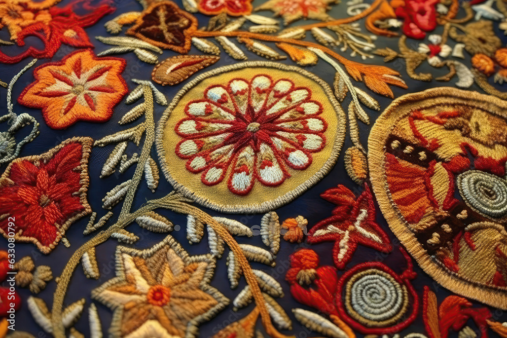 Turkish Embroidery Showcases Rich Patterns With Blend Of Eastern And Western Influences. Generative AI