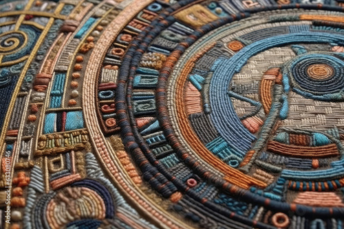 Egyptian Embroidery Incorporates Motifs From Ancient Hieroglyphics And Cultural Symbols. Generative AI