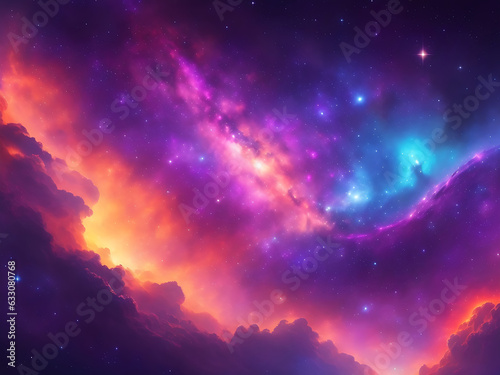 Cosmic galaxy's vibrant landscape background generated by AI