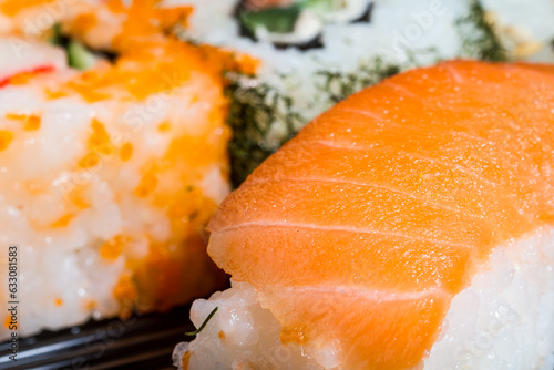 Salmon Sushi closeup photo
