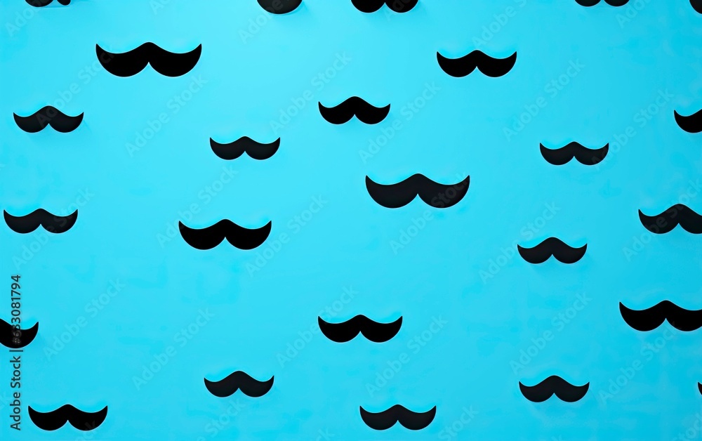 Lots of black mustaches on a blue background. movember. Man's health. Men support. Lots of black mustaches on a blue background. movember. Man's health. Men support.