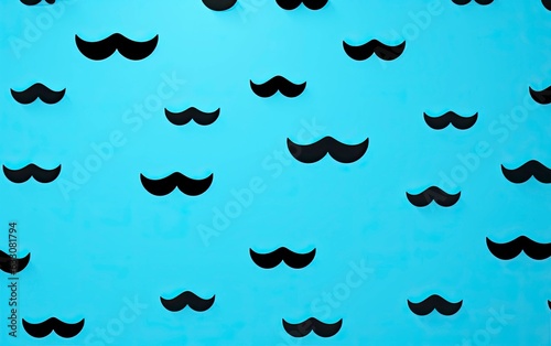 Lots of black mustaches on a blue background. movember. Man s health. Men support.