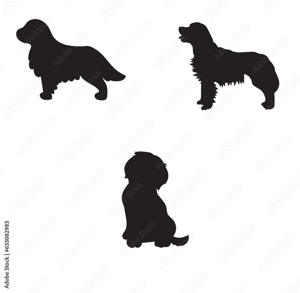 Vector Silhouette of a golden Retriever on a White Background.