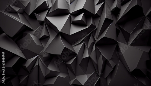 Abstract black 3d polygonal pattern texture background, full frame , Ai generated image