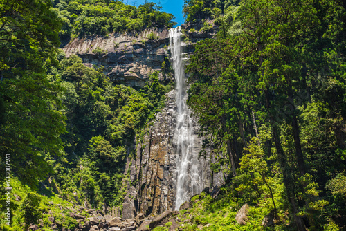 View of waterfall, Kumano Kodo Pilgrimage Route, Japan photo