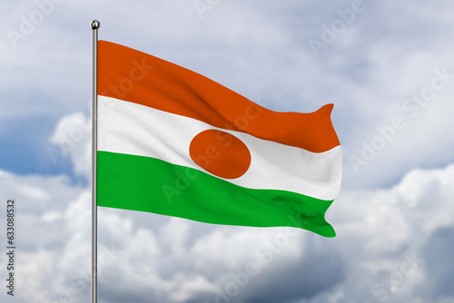 Niger flag on sky backgroun...