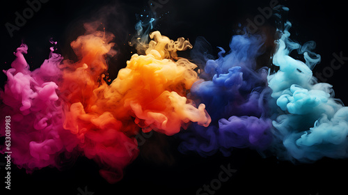 Colorful clouds on black background. Clouds black background