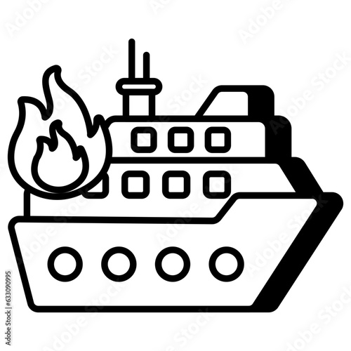Modern design icon of burning boat