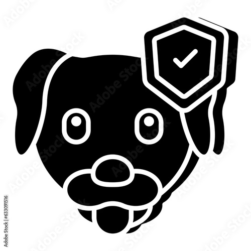 Dog with shield, icon of pet insurance