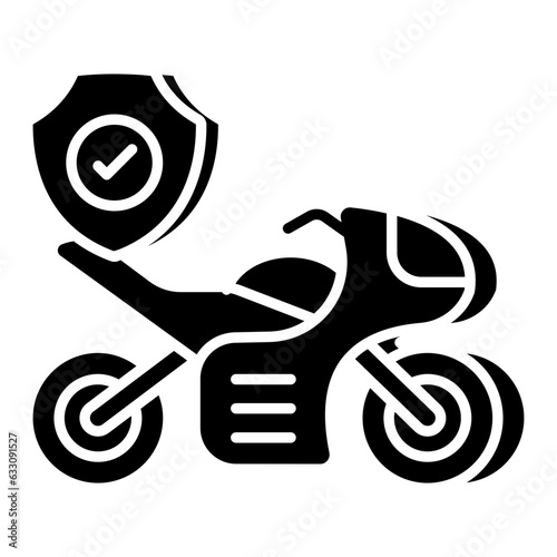 Conceptual flat design icon of motorcycle insurance