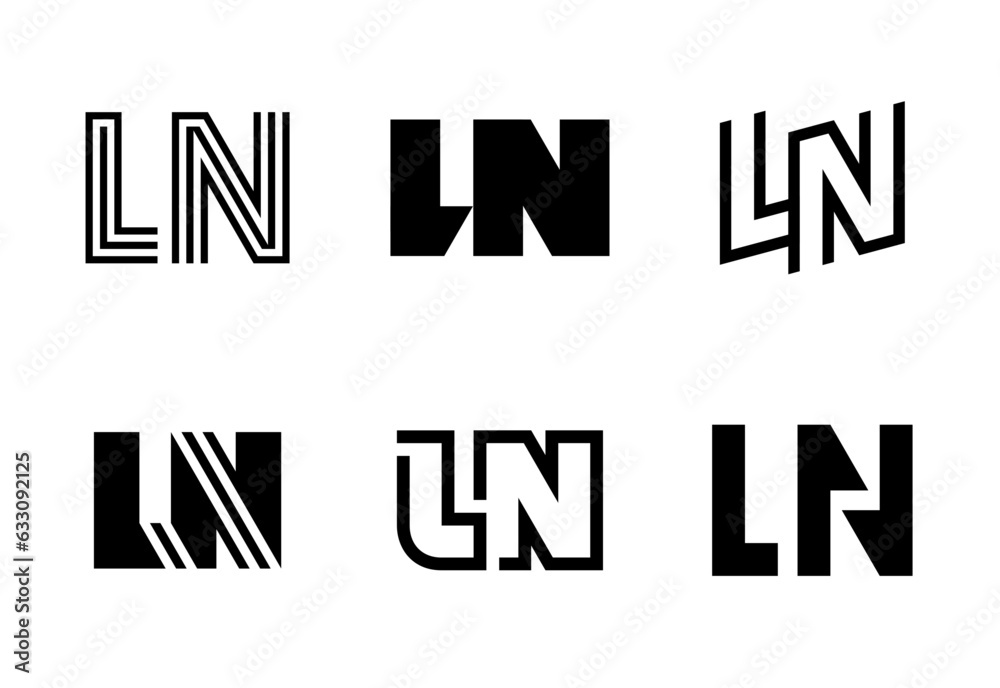 Obraz premium Set of letter LN logos. Abstract logos collection with letters. Geometrical abstract logos