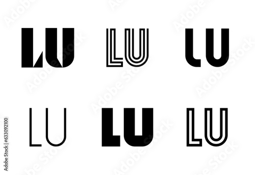 Set of letter LU logos. Abstract logos collection with letters. Geometrical abstract logos