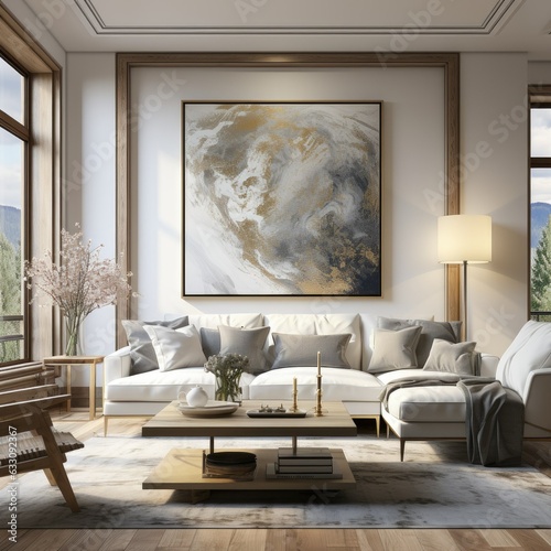 Capture the charm of Scandinavian modern interiors in a cozy reading nook. Envision a serene corner with light wood furniture, soft textiles, and ample greenery, emanating a sense of hygge and comfort