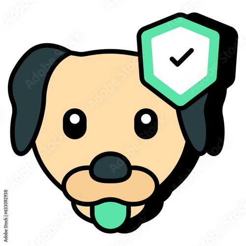 Dog with shield, icon of pet insurance