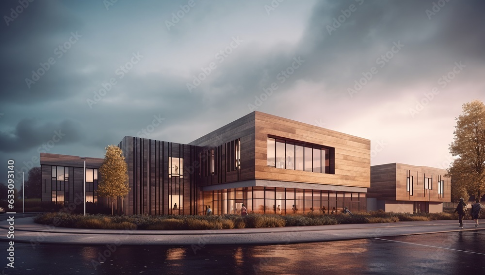 Fototapeta premium School building exterior, generative ai