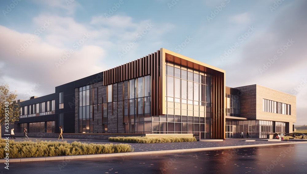 School building exterior, generative ai School building exterior, generative ai